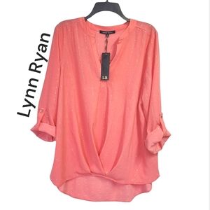NWT Lynn Ryan Women's Top Coral / Gold Size 1X